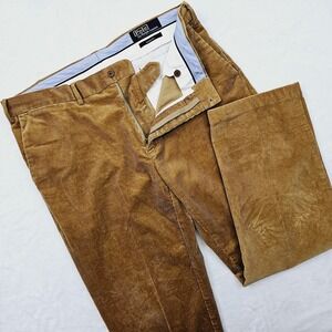 Polo Ralph Lauren Pants Mens 38W 29L Corduroy Flat Front Preppy Casual Retro